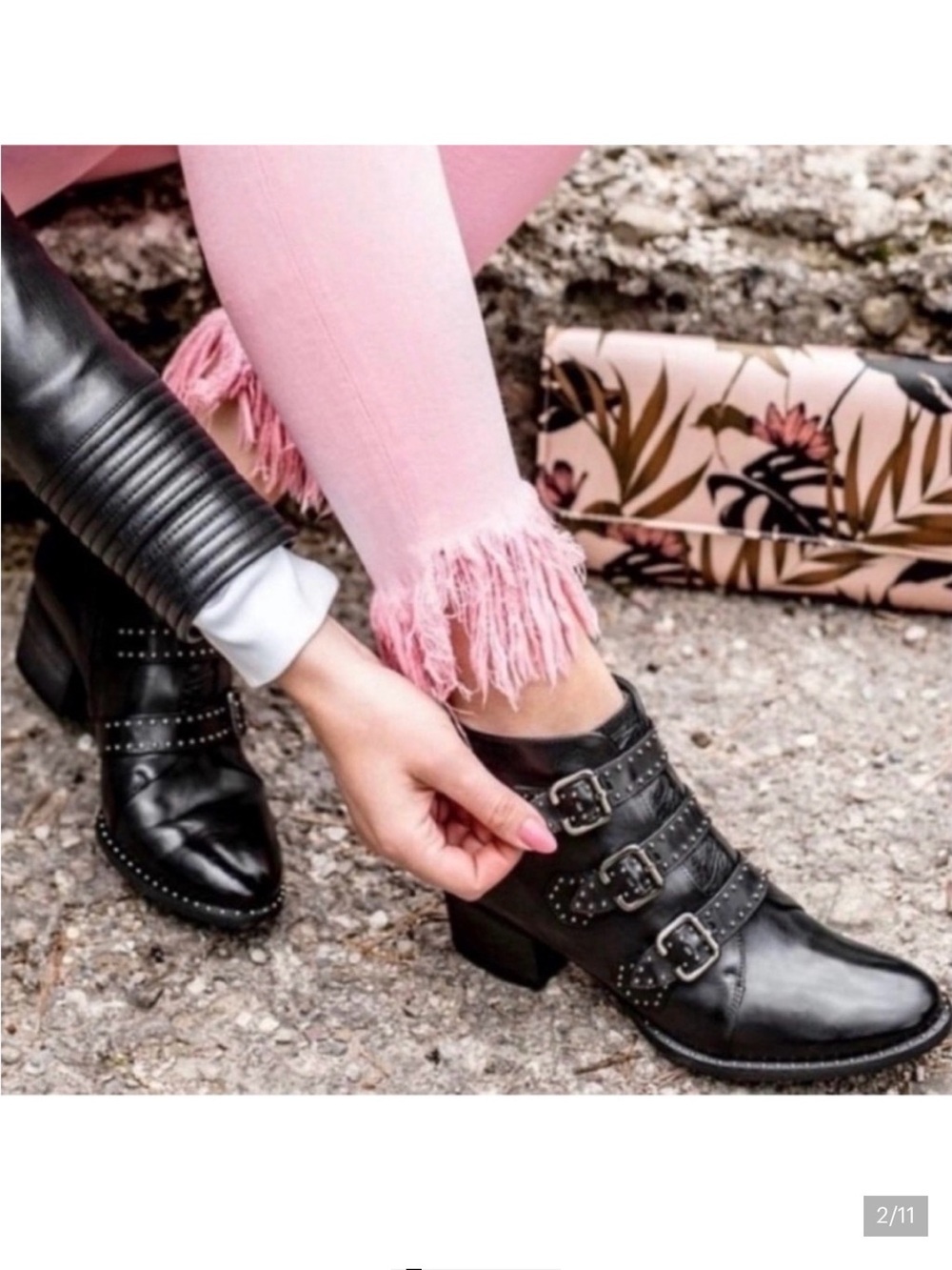 Paul Green Soho Moto Studded Leather Ankle Boots, US 7